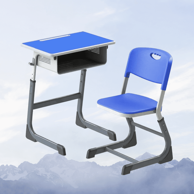 Dark Blue Adjustable Student Desk and Chair Set image 2
