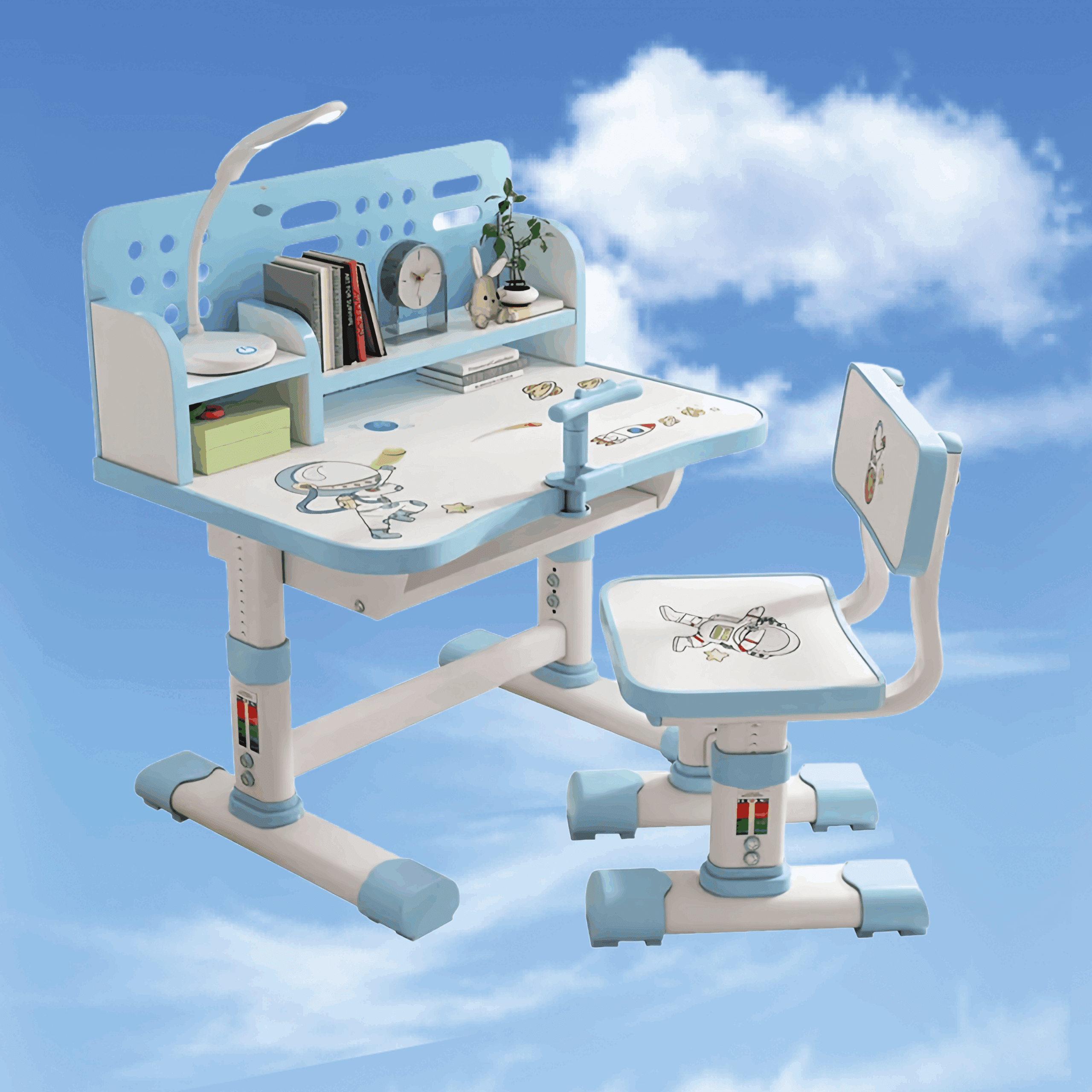 Kids Adjustable Study Desk and Chair Set with Integrated Bookshelf image 2