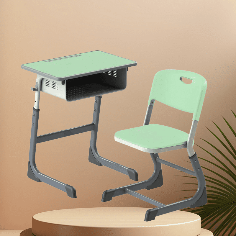 Green Adjustable Student Desk and Chair Set image 1