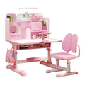 Pink Adjustable Kids Study Desk and Chair Set with Bookshelf image 0