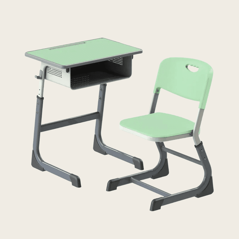 Green Adjustable Student Desk and Chair Set image 2