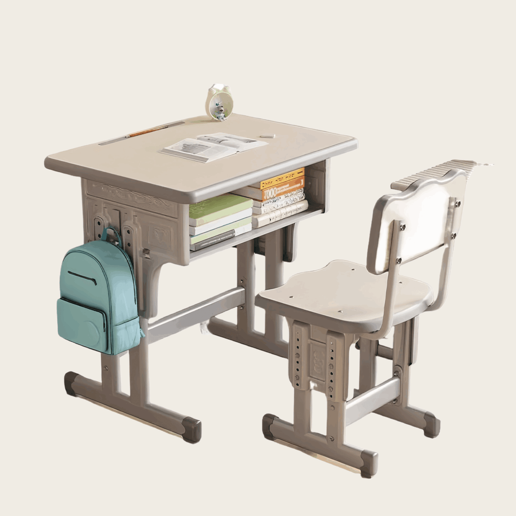 Beige Adjustable Kids Study Desk and Chair Set image 1