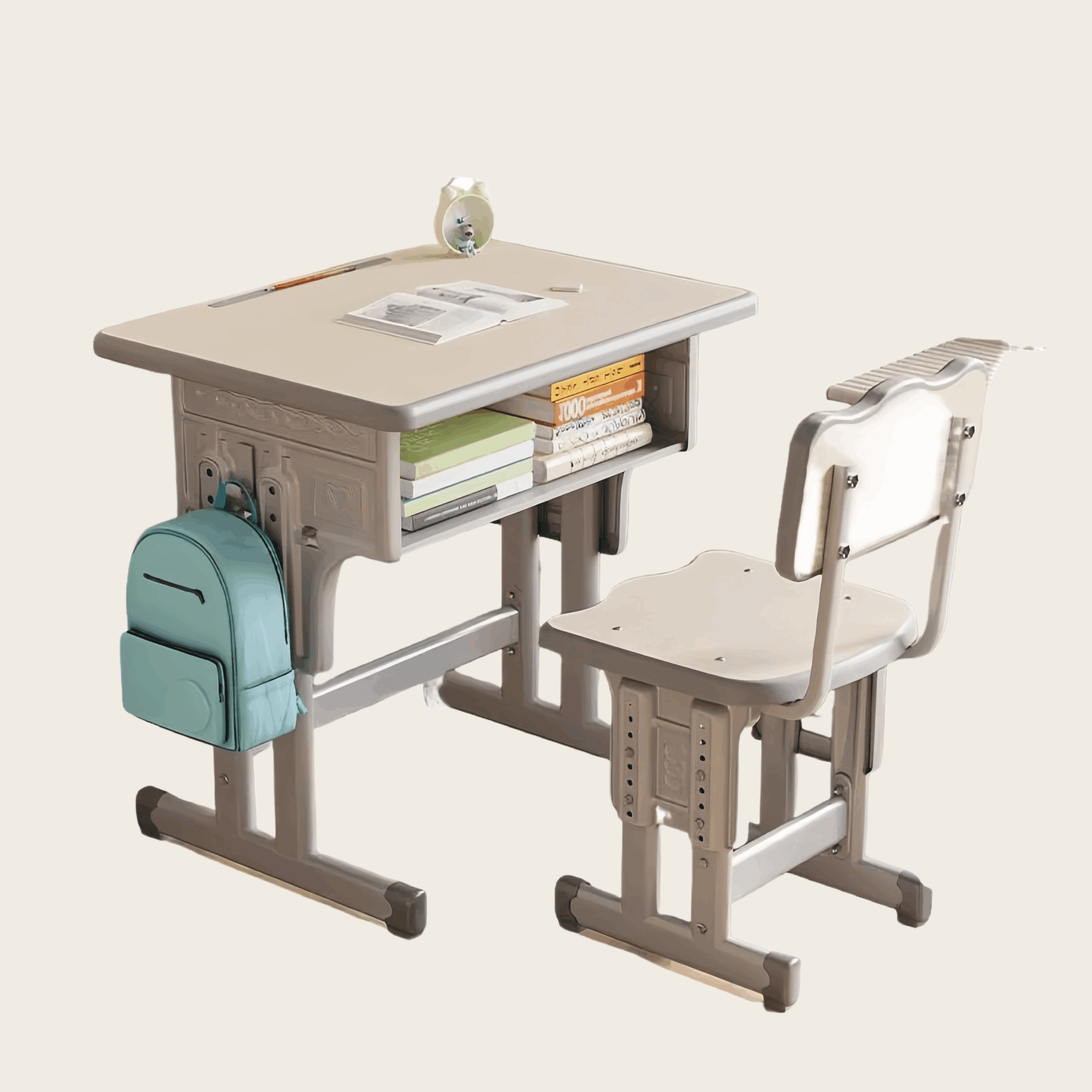 Beige Adjustable Kids Study Desk and Chair Set image 1