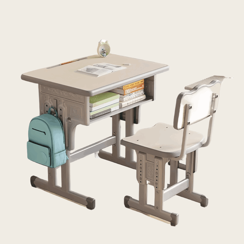 Beige Adjustable Kids Study Desk and Chair Set image 1