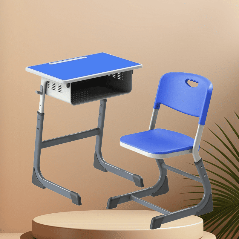 Dark Blue Adjustable Student Desk and Chair Set image 1