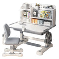 Light Gray Adjustable Kids Study Desk and Chair Set with Bookshelf image 0