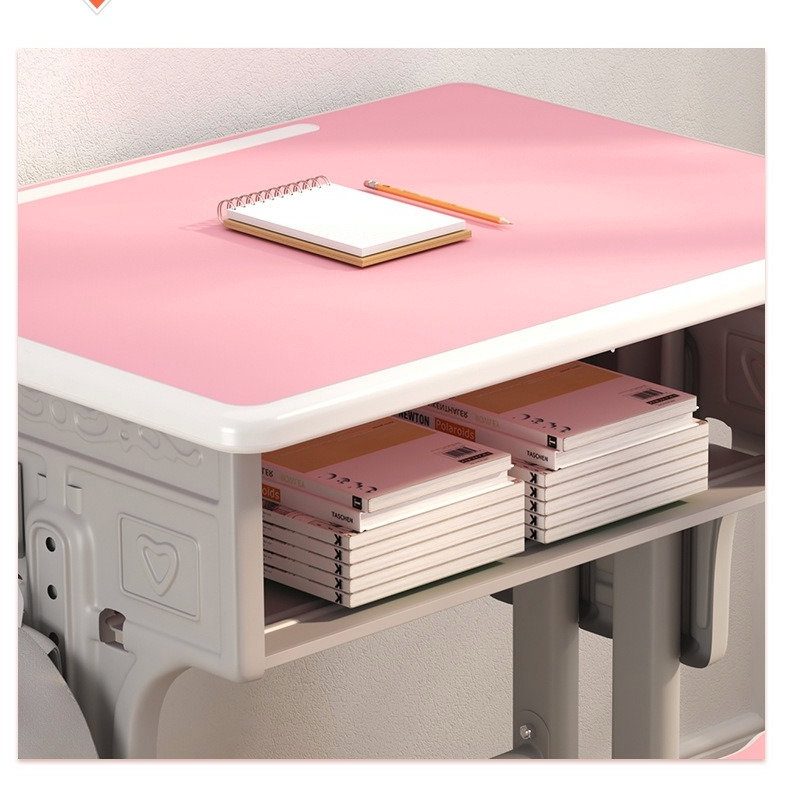 Pink School-Style Kids Study Desk and Chair Set image 2