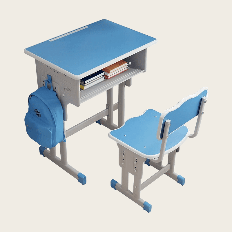 Blue School-Style Student Desk and Chair Set image 2