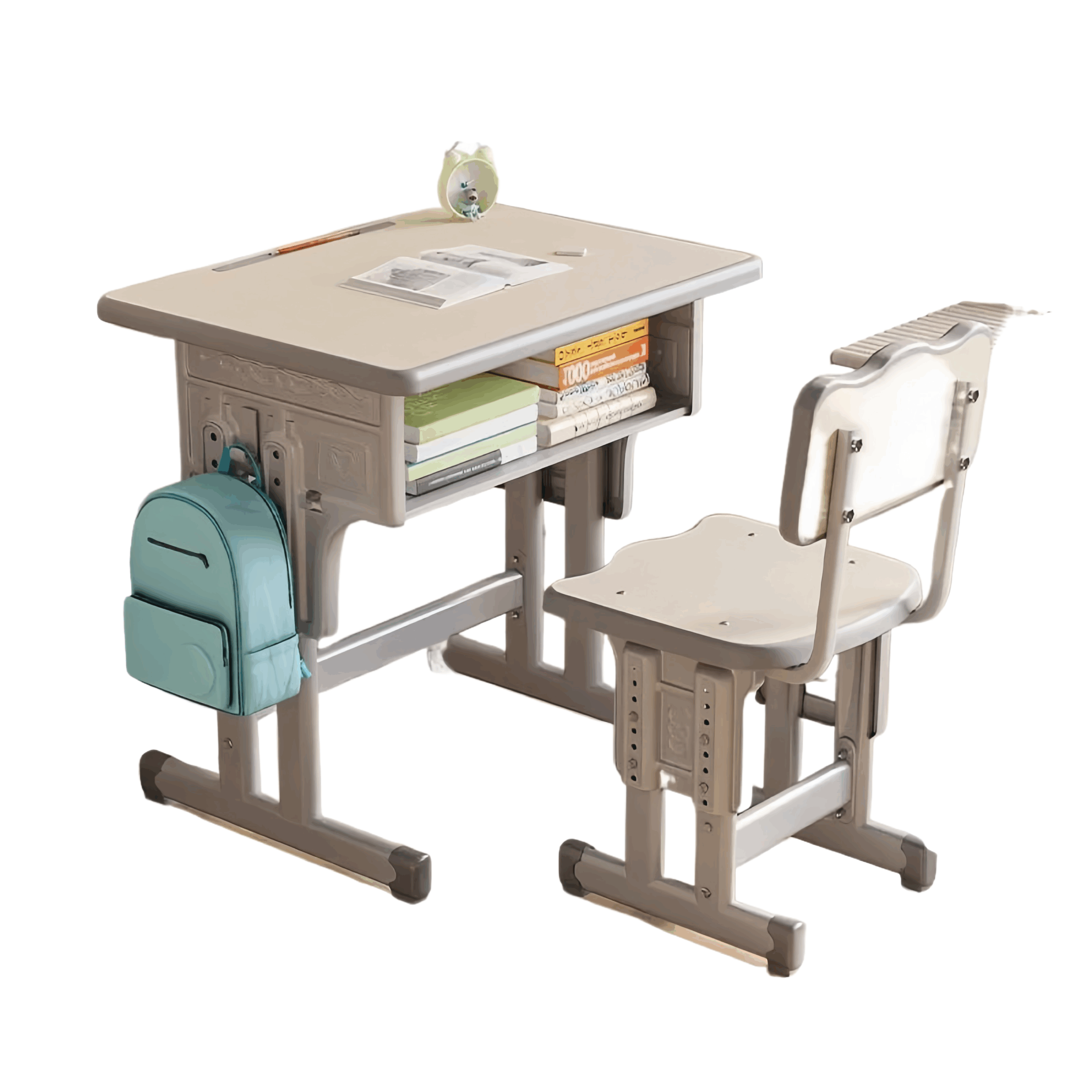 Beige Adjustable Kids Study Desk and Chair Set image 0