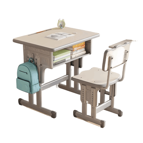 Beige Adjustable Kids Study Desk and Chair Set image 0